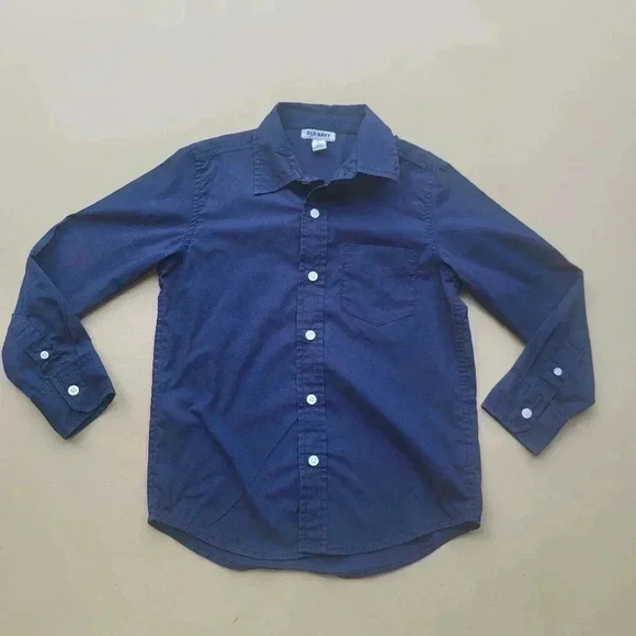 Lot Of 2 Old Navy Built-In Flex Navy Blue Boys White Button Down Size S (6-7) - Picture 15 of 15